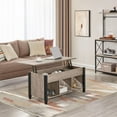 thumbnail image 2 of Gray Coffee Table, Lift Top Coffee Table with Hidden Compartment & Shelf, Lift Up Dining Table for Living Room Reception, Retro Central Table with Wooden Lift Tabletop, 41 inch L, 2 of 20