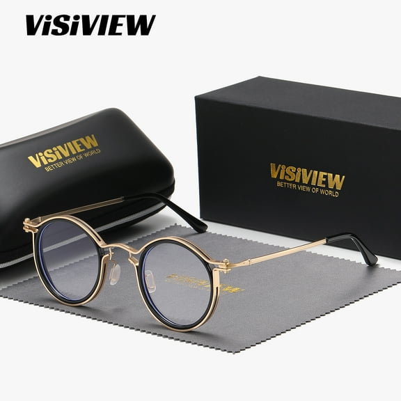 VISIVIEW Unisex Vintage Elegant Full-frame Glasses With Round Clear Lenses