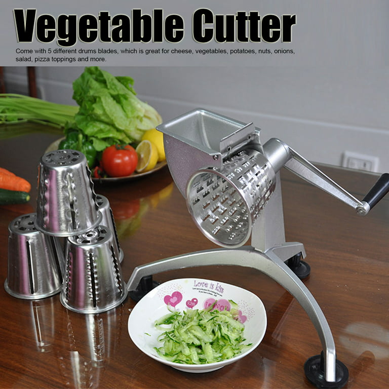 CNMF Multi‑Functional Hand Crank Vegetable Cutter Grater Food Processors  With 5 Stainless Steel Blade For Kitchen,Food Processor,Vegetable Shredder  