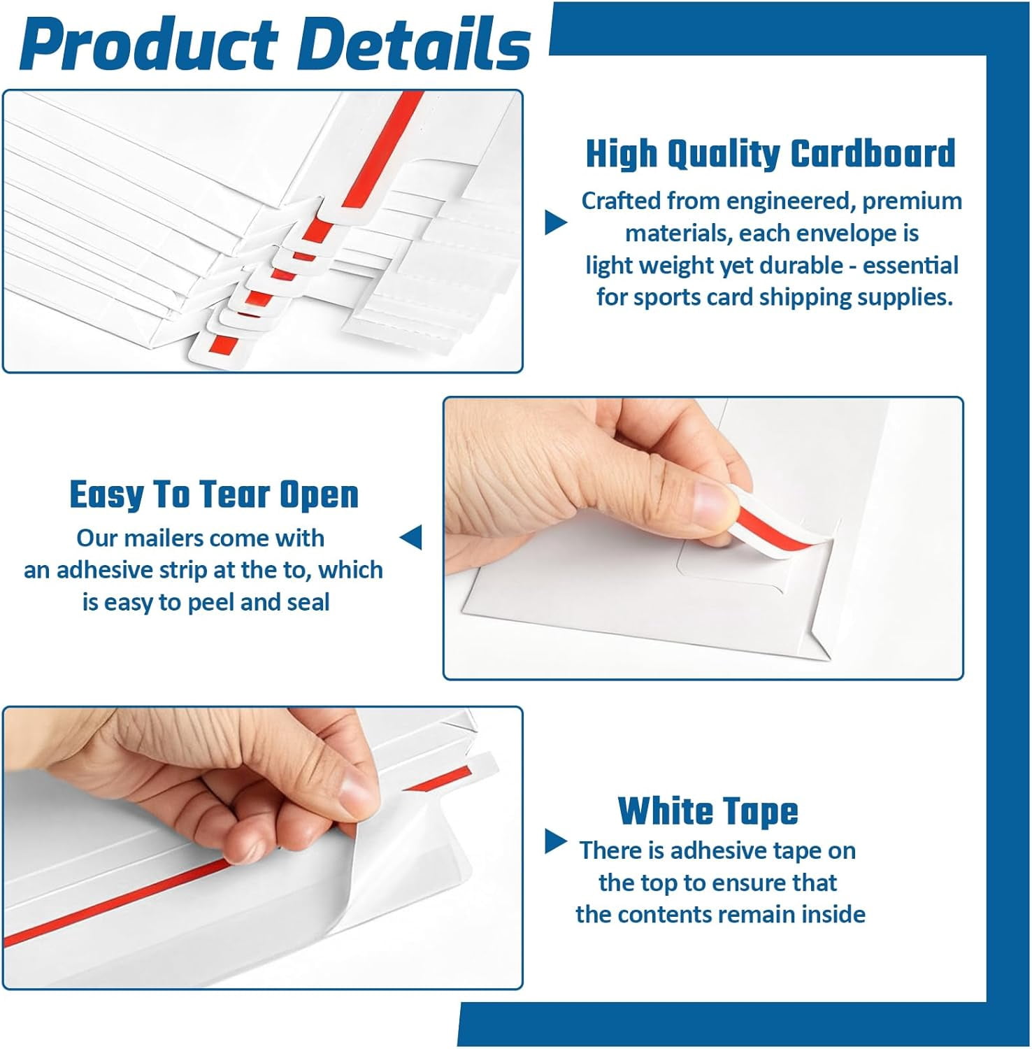110 packs trading card mailing envelopes, 74.35 inches self-adhesive mailing envelopes, suitable for semi-rigid sleeves, trading card mailing supplies