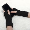 thumbnail image 4 of Guantes sin dedos para mujer INSPIRE CHIC con agujero para el pulgar, ropa de otoño, calentadores de muñeca, 1 par, negro, talla única, 4 of 6