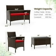 thumbnail image 3 of Costway 4 PCS Patio Furniture Set with Washable Cushions and Tempered Glass Coffee Table Red, 3 of 9
