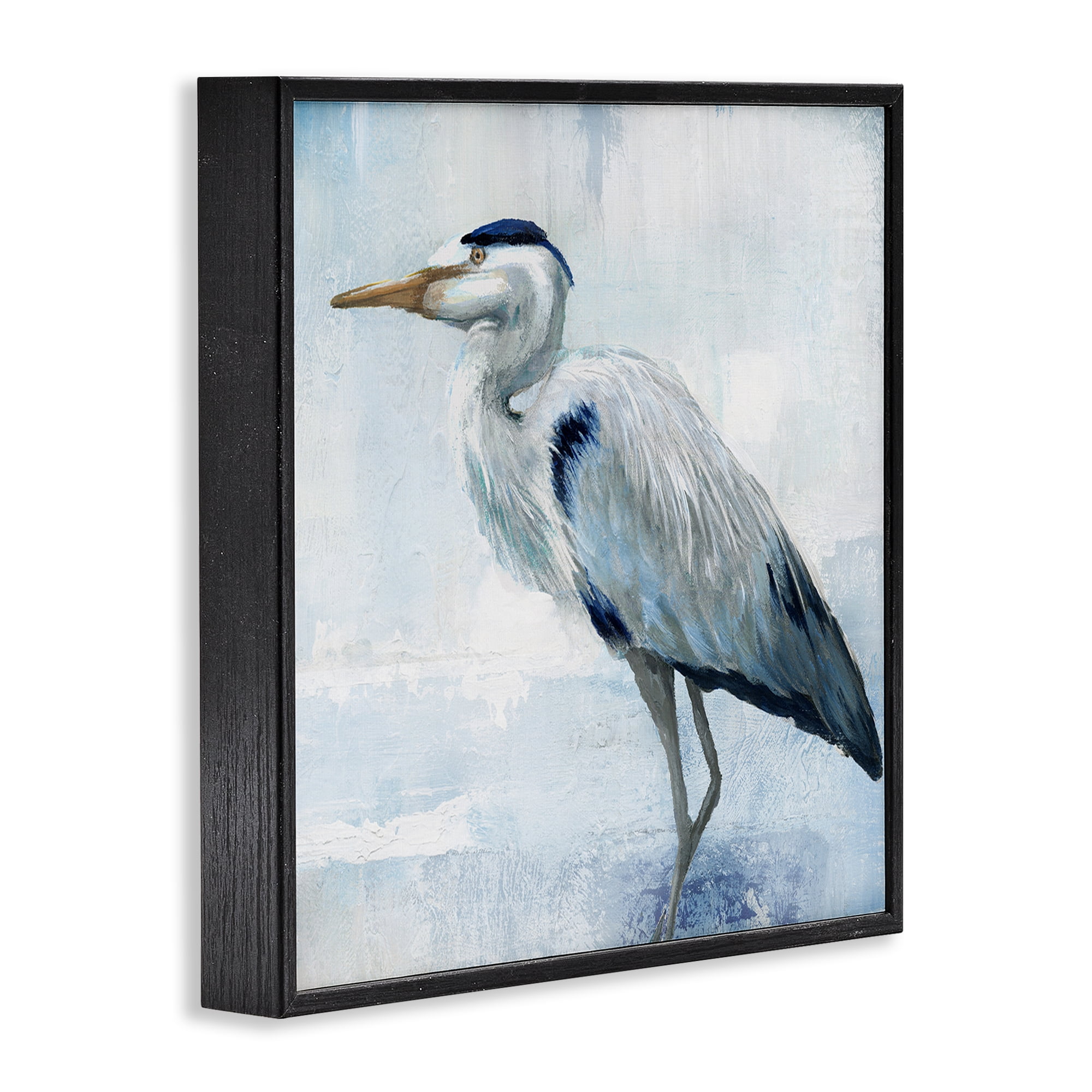 Stupell Industries Faded Blue Heron Black Framed Giclee Art, design by Nan