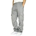 thumbnail image 1 of Men‘s Fitness Running Pants Lace Up Loose Waist Wide Foot Solid Color Pocket Loose Wool Sweatpants, 1 of 4