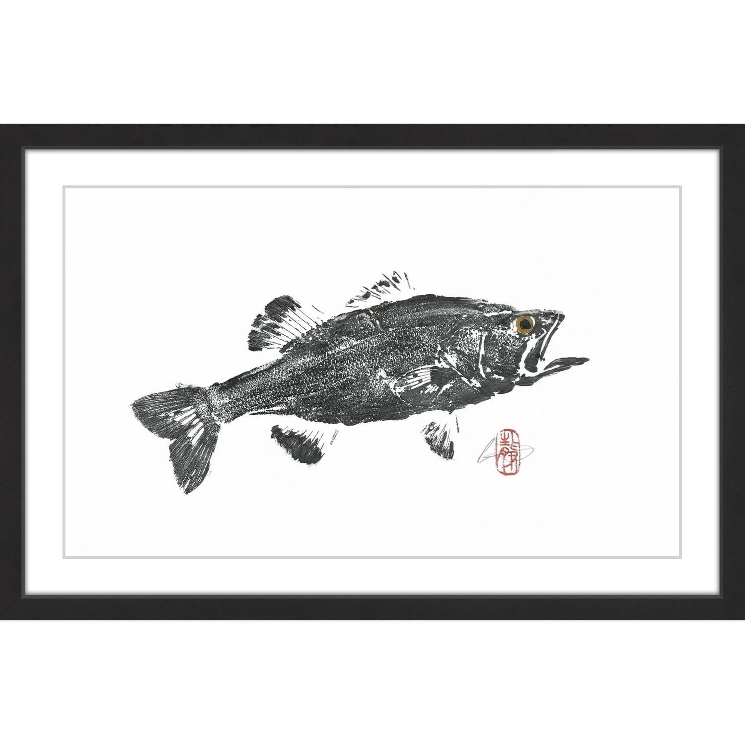"Large Mouth Bass" Framed Painting Print