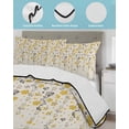 thumbnail image 4 of Weeping Flowers Twin Size Down Alternative Comforter, Lightweight Comforter Quilt Bedding Set with Pillow Shams Yellow Grey Spring Floral Rustic Burlap All Seasons Bed Comforter Duvet Insert 68"x86", 4 of 7