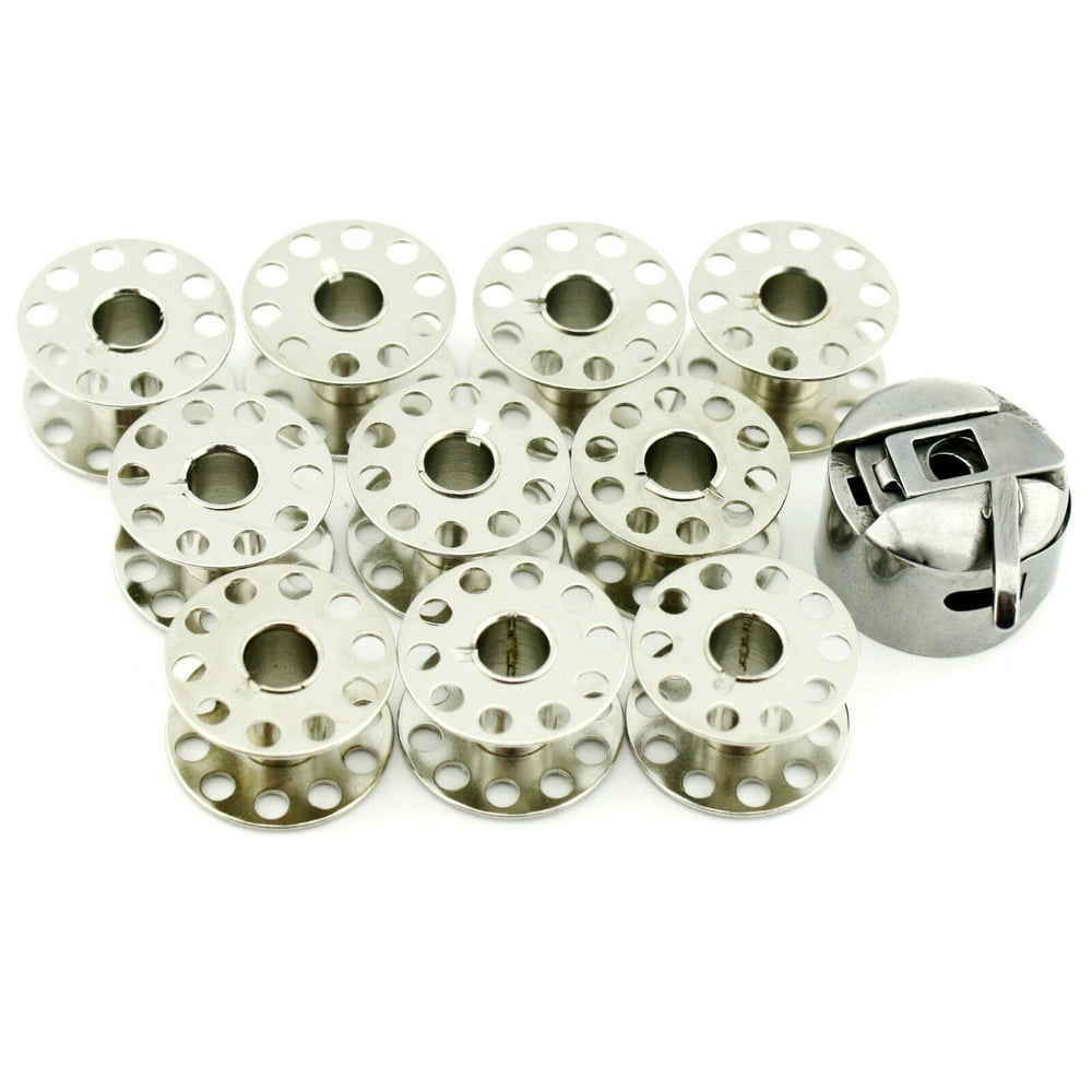 Bobbin Case & 10 Metal Bobbin Set For Singer Class 15, 15K, 1530, 16