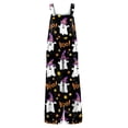 thumbnail image 4 of EANJE Halloween Overalls for Women, Sleeveless Spaghetti Strap Jumpsuit with Pockets, Print Wide Leg Baggy Romper, Adjustable Straps Fall Holiday Party Outfit Black S, 4 of 6