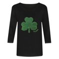 thumbnail image 4 of St. Patrick's Day Shirt for Women Ireland Large Textured Shamrock Graphic T-Shirt 3/4 Sleeve Crewneck Casual Loose Festival Apparel Irish Pride Gift, 4 of 4
