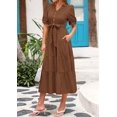 thumbnail image 4 of Vestido midi PRETTYGARDEN para mujer, verano 2025, cuello en V con bolsillos, 4 of 9