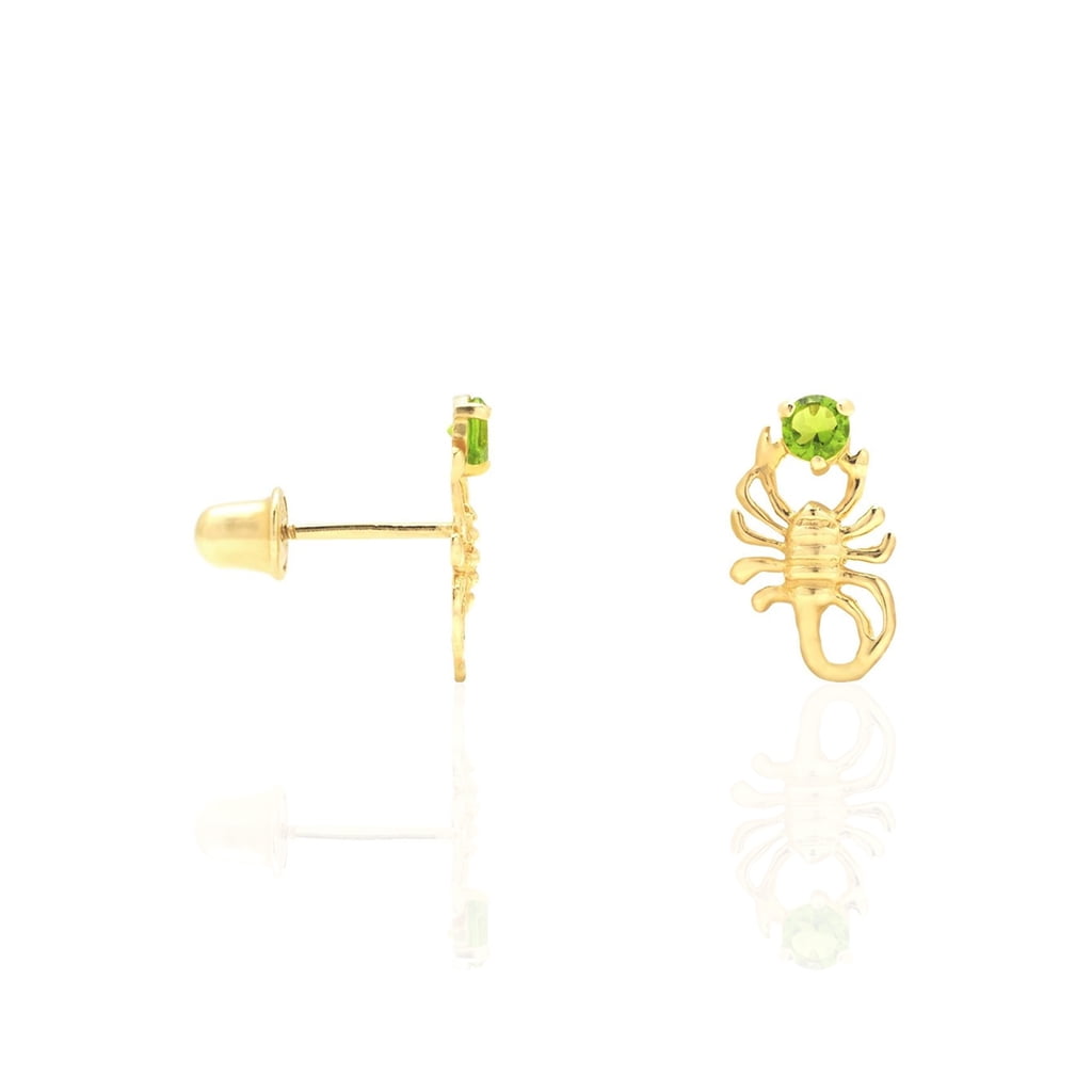 Ruby Birthstone High Polished Apple Stud Earrings Screw Back 14K Yellow Gold