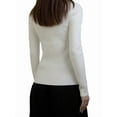 thumbnail image 3 of Women Mock Neck Tops Fall Soft Thermal Long Sleeve Sweater Ribbed Stretchy Pullover Basic Layering Sweater by DingJoo White-L, 3 of 6