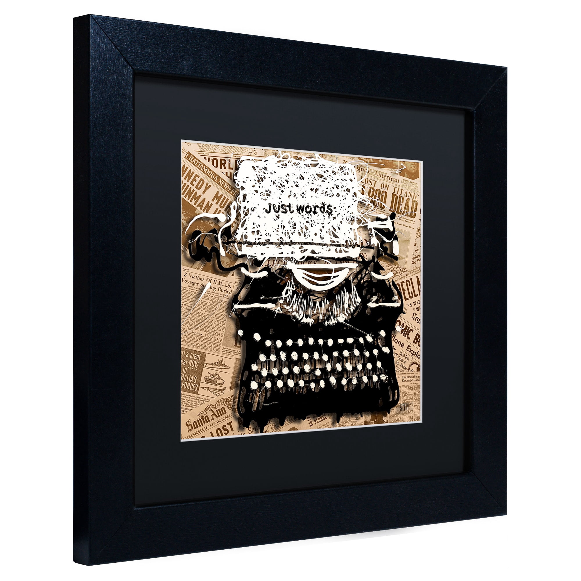 Trademark Fine Art "Just Words 1" Canvas Art by Roderick Stevens, Black Matte, Black Frame