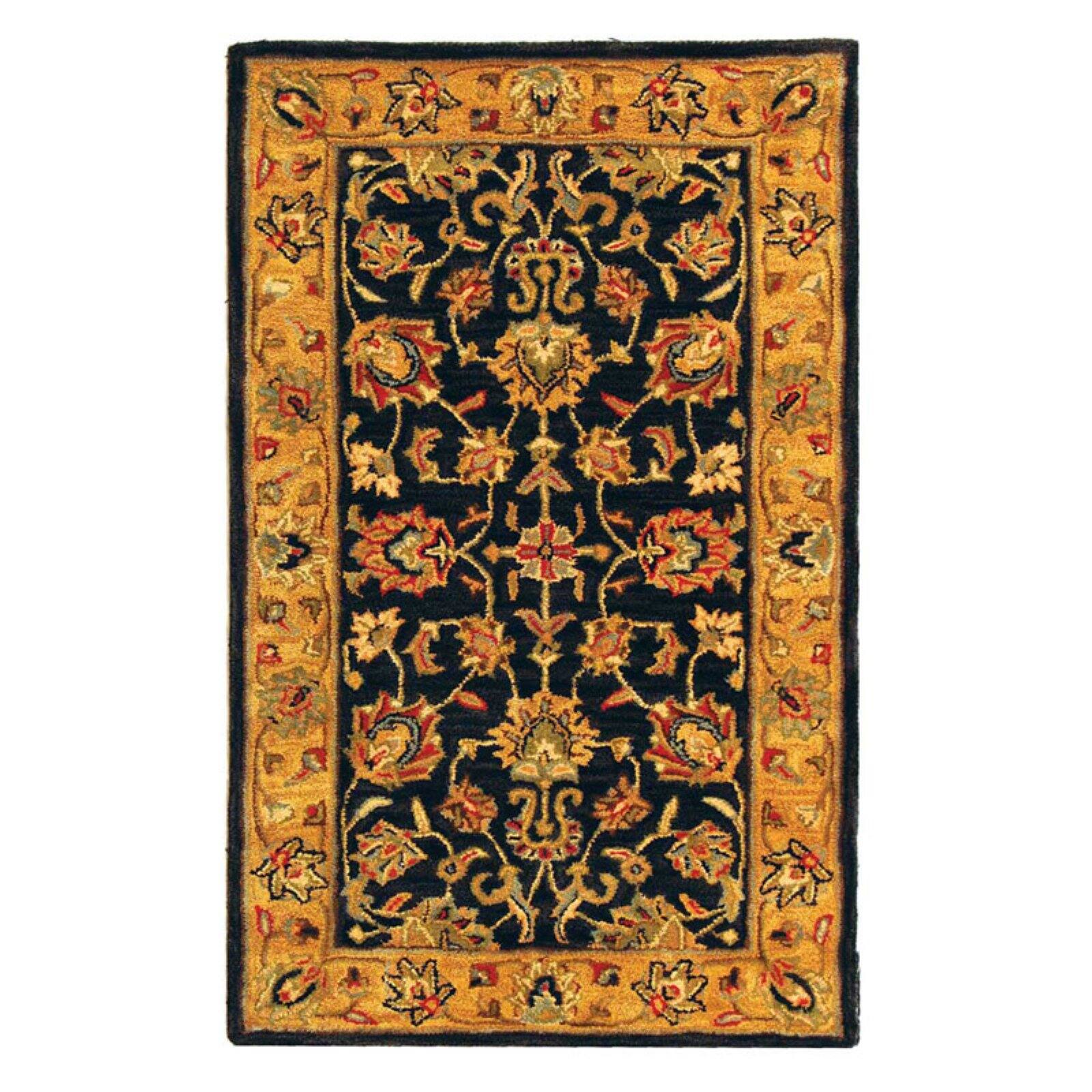 SAFAVIEH Heritage Regis Traditional Wool Area Rug, Charcoal/Gold, 3'6" x 3'6" Round - image 5 of 10