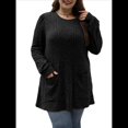 thumbnail image 3 of Camisas de Larga para Mujer Suéteres Largos con Bolsillos Tops Tipo Túnica Corte Holgado Negro XL, 3 of 8