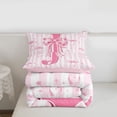 thumbnail image 5 of Erosebridal Girls Cute Bow Full Size Comforter Sets For Kids,Pink Bowtie Ribbon Monogrammed J Bedding Sets,Pink Reversible,3 Pieces, 5 of 7