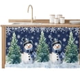 thumbnail image 2 of Navy Blue Snowman Christmas Cabinet Curtain 32"Wx55"L,Dustproof Pantry Door Curtain W/ Self Adhesive Tape,Snowflake Green Xmas Tree Tall Storage Cover Privacy Drape for Bathroom Kitchen Laundry Room, 2 of 9