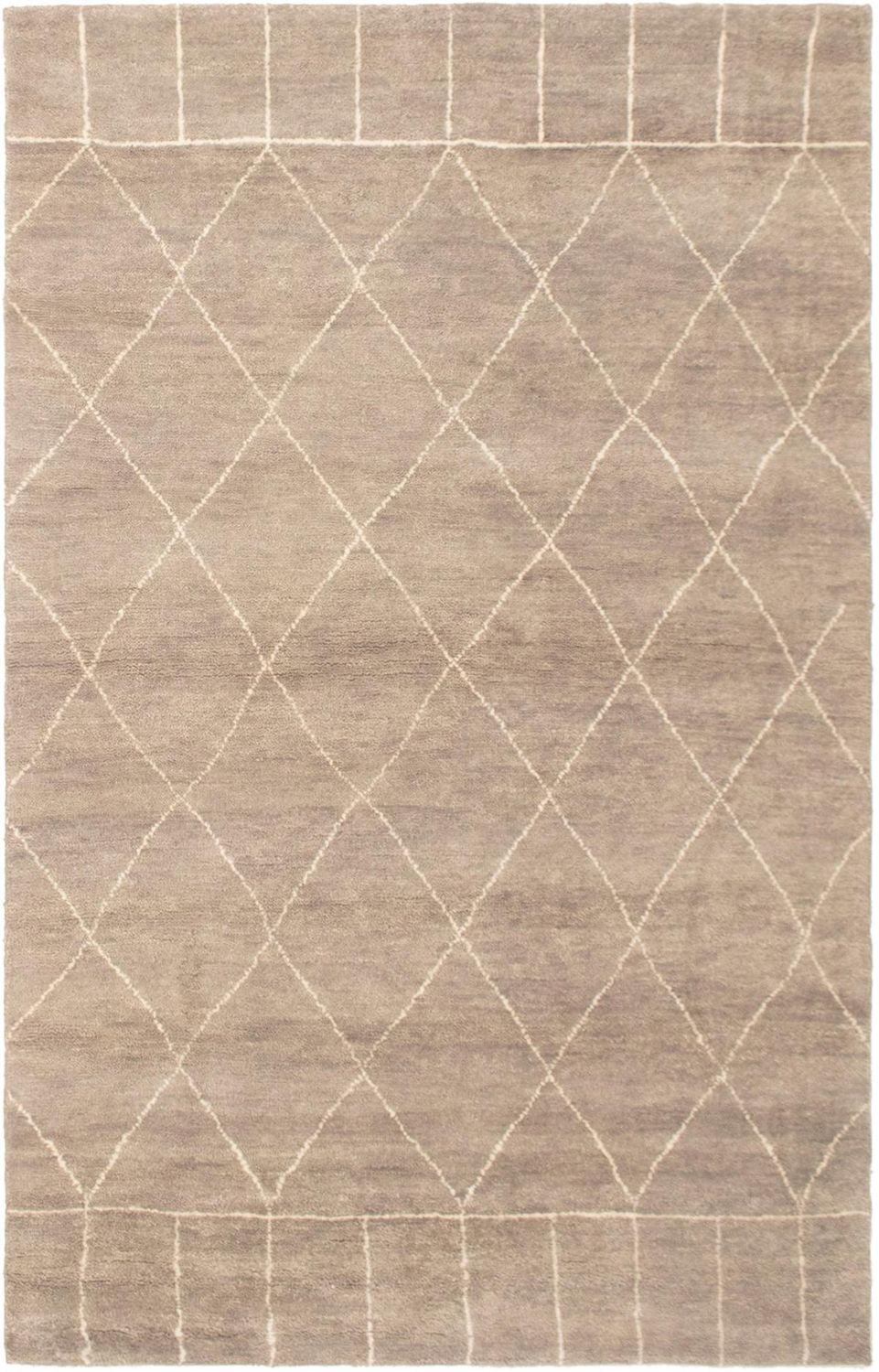 ECARPETGALLERY 5'1" x 8'5" Moroccan Tangier Hand-knotted Area Rug for Living Room, Dining Room and Bedroom in Grey