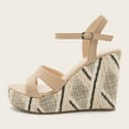 thumbnail image 4 of Zapatos de mujer Casual Cuñas de paja Tacón súper alto Estilo romano Hebilla Tobillo Correas Sandalias Wmkox8yii  sa3801, 4 of 8