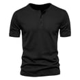 thumbnail image 6 of Hearthz Mens Henley Shirts 3 Button Short Sleeve Shirts for Men Basic Breathable Moisture Wicking Athletic Fit T-Shirt Men Black M, 6 of 7