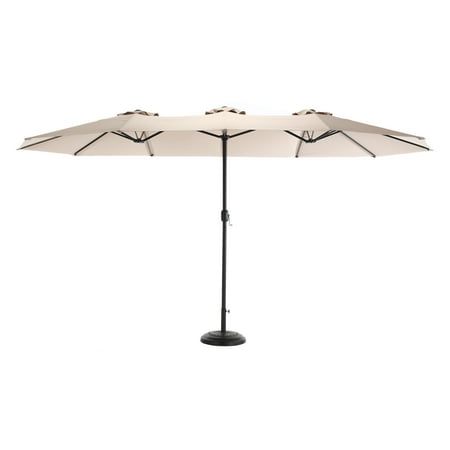 TK 14.8 Ft Double Sided Outdoor Umbrella Rectangular Large with Crank ( khaki )(No Base)