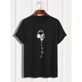 thumbnail image 2 of Camisetas cómodas de manga corta con cuello redondo elástico y estampado musical para hombre, ropa informal, 2 of 6