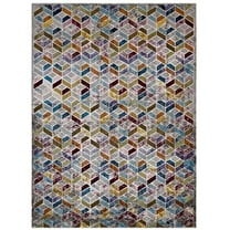 Modway Laleh Geometric Mosaic 4x6 Area Rug in Multicolored