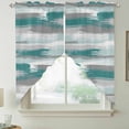 thumbnail image 2 of Blue Gray Stripes Swag Valances for Windows, Kitchen Window Curtains Over Sink, Watercolor Modern Abstract Minimalist Window Treatment Curtains for Living Room/Bedroom Curtains 2 Panel Sets 36"x45", 2 of 8