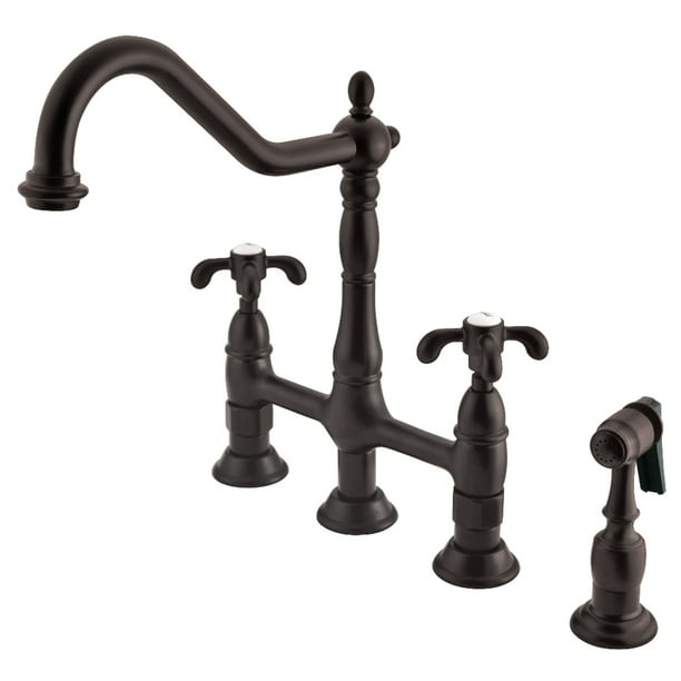 Kingston Brass KS1275TXBS French Country Bridge Kitchen Faucet with