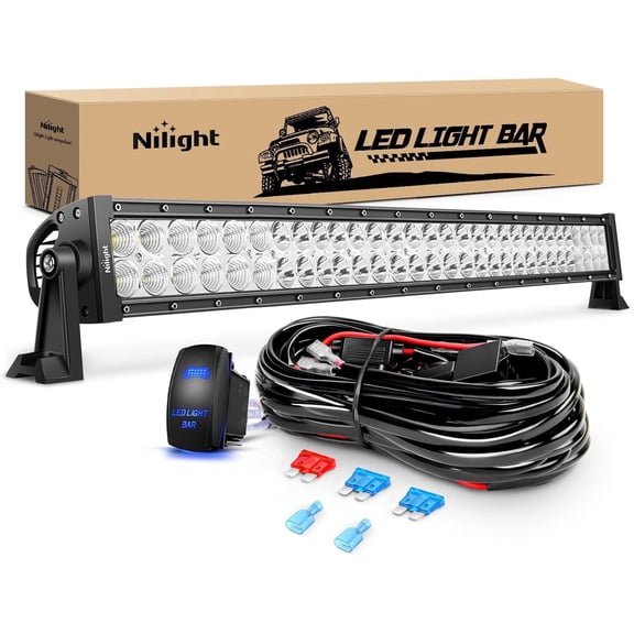 Nilight LED Light Bar 32Inch 180W Spot Flood Combo Led Off Road Lights 12V 5Pin Rocker Switch LED Light Bar Wiring Harness Kit