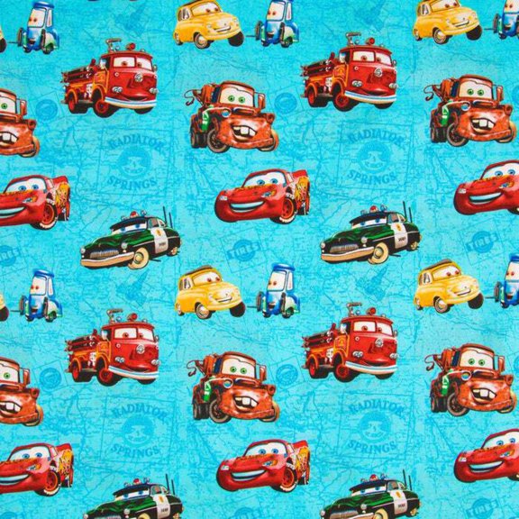 Disney Cars Stamps Calico Cotton Fabric