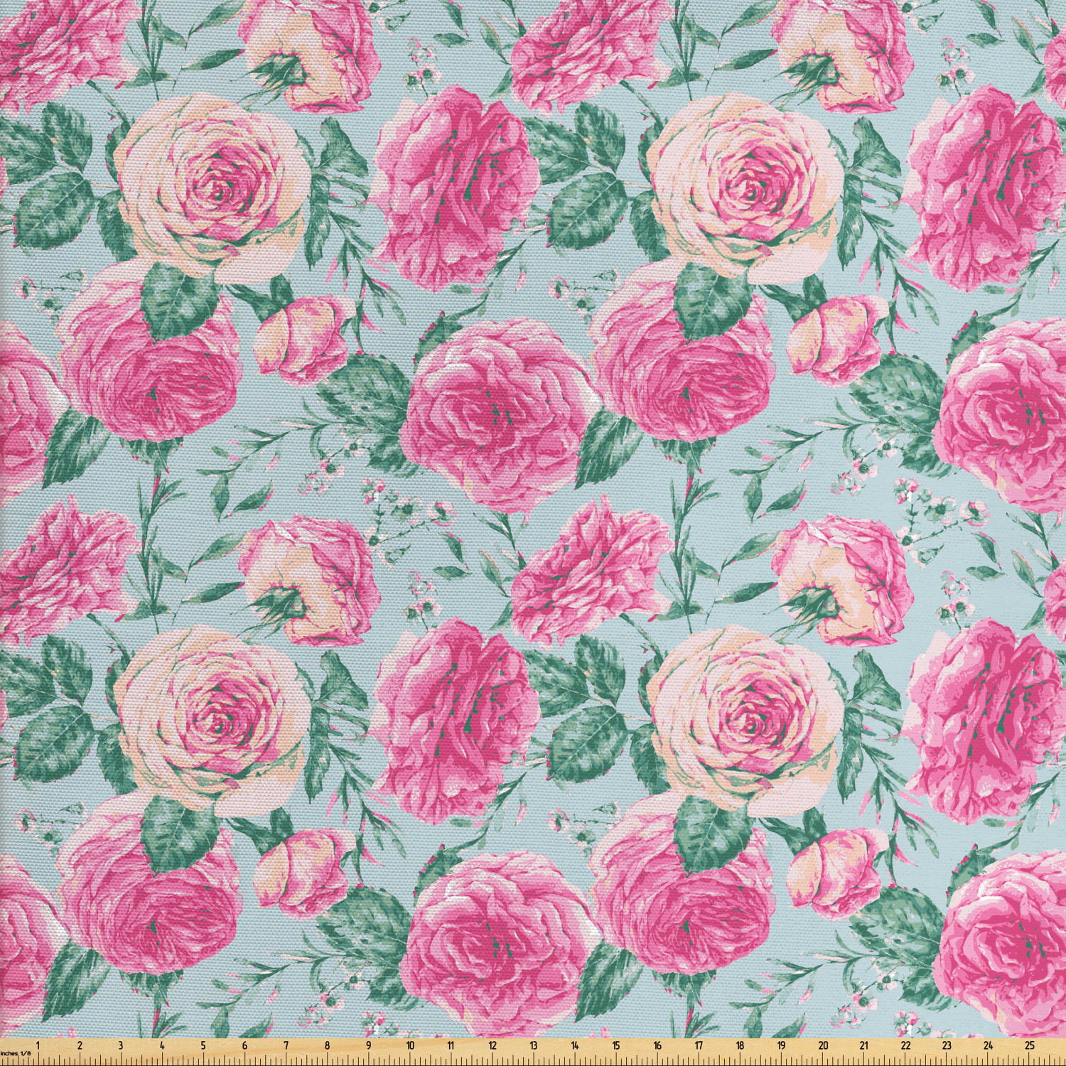 Vintage Rose Fabric by The Yard, Grungy Look Flower Arrangement