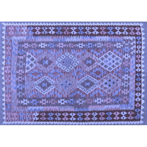 Ahgly Company Indoor Rectangle Southwestern Blue Country Area Rugs, 8' x 10'