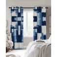 thumbnail image 4 of Blue Abstract Blackout Curtains for Bedroom Living Room Darkening Curtains 63 Inches Long Modern White Brush Texture Ombre Window Curtain 2 Panels Set Window Treatment Grommet Drapes 42"x63", 4 of 9