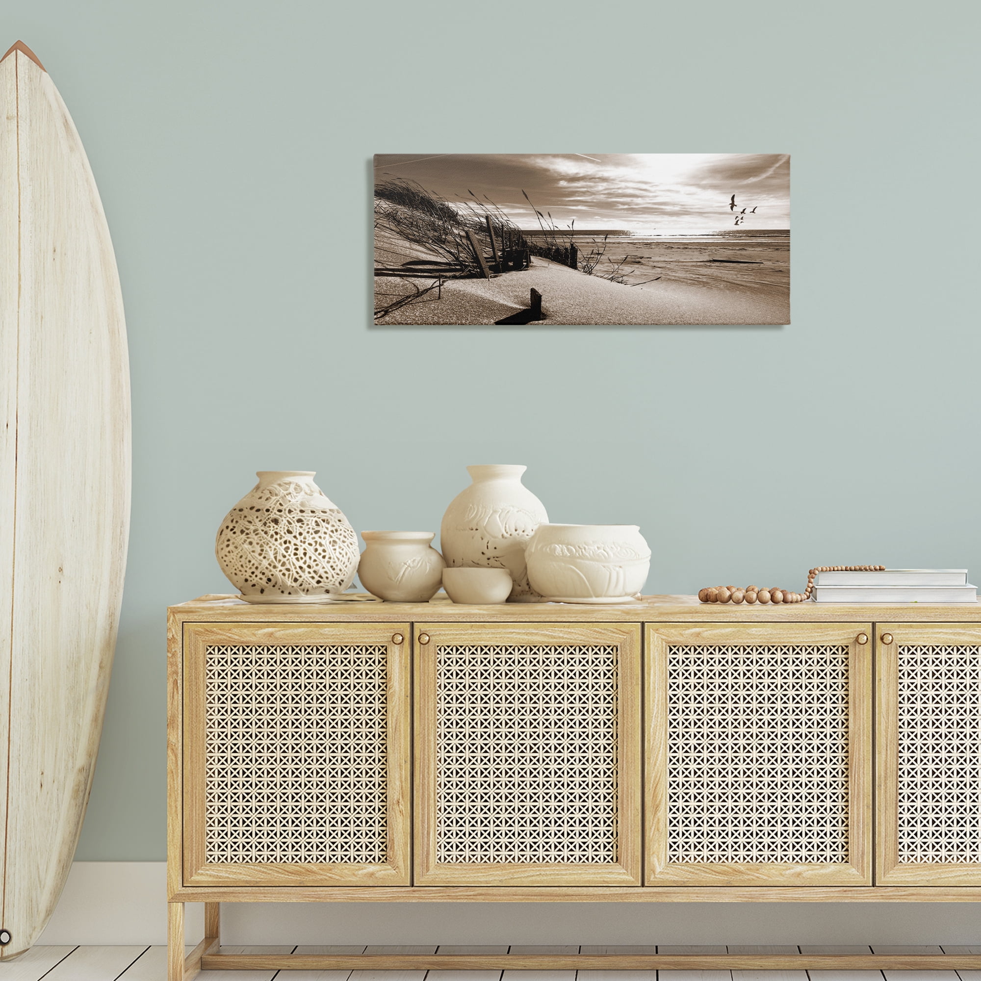 Stupell Industries Zen Sands Beach Landscape Photography Gallery Wrapped Canvas Art Print Wall Art, 40 x 17
