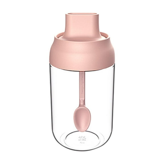 SouMaox Glass Seasoning Jar Integrated Lid Spoon Kitchen Spice Container Clear Condiment Bottle Elegant Salt Shaker Sugar Dispenser