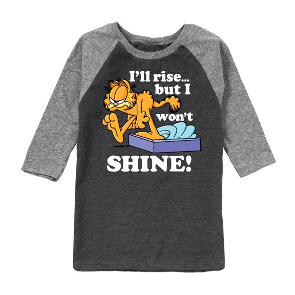 Garfield - Rise But Won't Shine - Toddler And Youth Raglan Graphic T-Shirt