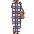 thumbnail image 6 of ZHUGeLI Summer Dresses for Women Fashion Women Casual Sexy Round Neck Independence Day Printing Summer Short Sleeve Slit Long Dress Tiered Ruffle Boho Swing Dresses, 6 of 8