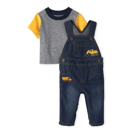The Children's Place Baby Boy Denim Overall Outfit Set, (Best Place For Baby Clothes)