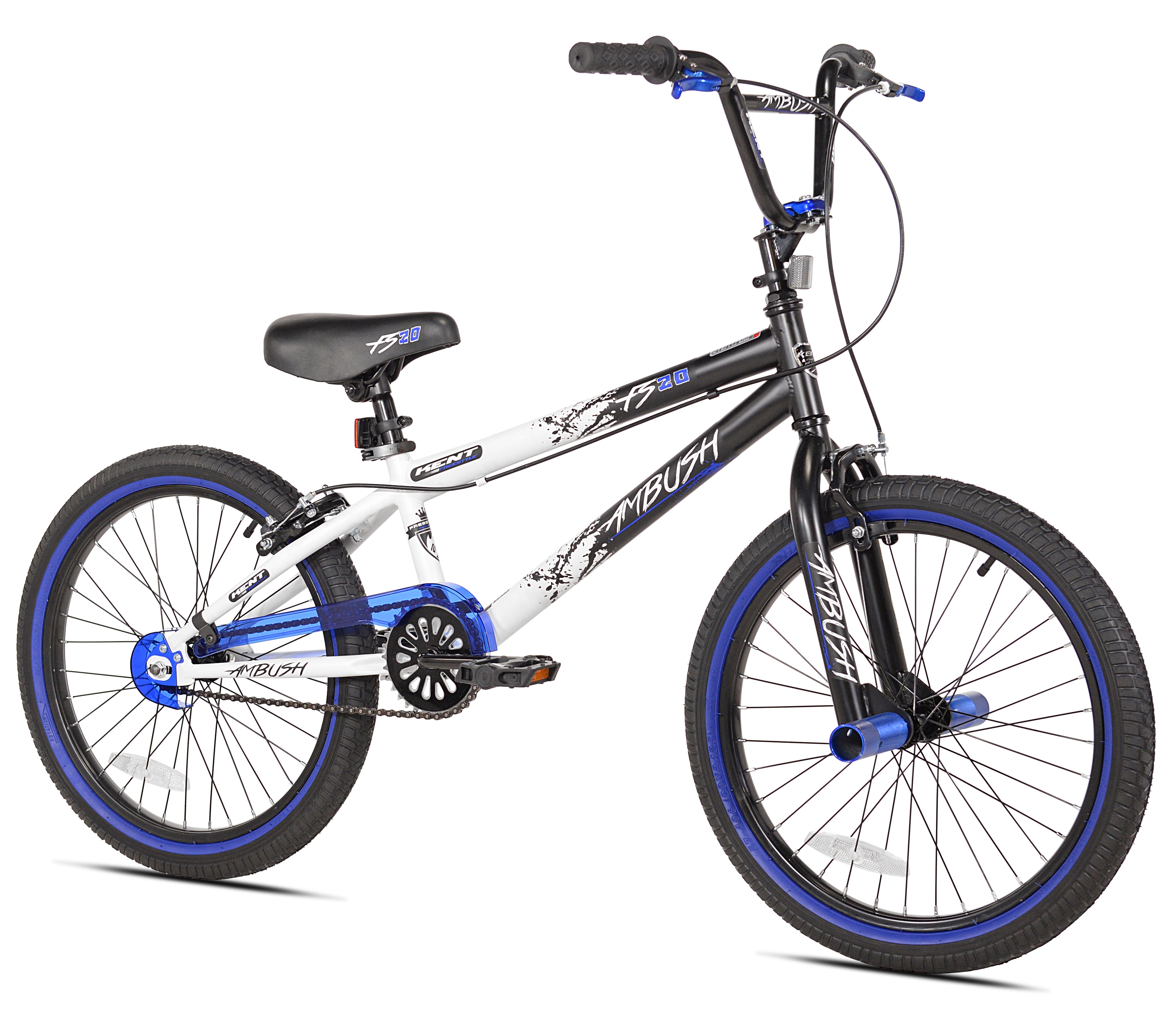Kent Bicycles 20" Boy's Ambush BMX Bike, Black/Blue