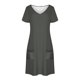 thumbnail image 3 of Vestido Corto de Verano de Moda de Color Sólido Vestido Casual de Cuello en V de Manga Corta, Desgaste Ligero de Poliéster para las Mujeres, Lavado de Manos, 3 of 7