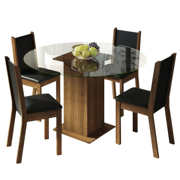 Juego de Comedor con Mesa Redonda y 4 Sillas Madesa Madu 1