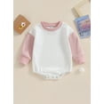 thumbnail image 2 of Bagilaanoe Newborn Baby Girl Boy Oversized Romper Sweatshirt Long Sleeve Bodysuits Contrast Color Pullover 6M 12M 18M 24M Infant Casual Tee Tops, 2 of 8