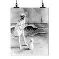 thumbnail image 2 of Print: Young Woman In Bathing Suit With Small Dog In Front Of Studio, 2 of 4