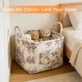thumbnail image 5 of Floral Quilted Storage Basket with Handles, Foldable Fabric Laundry Basket Car Storage Organizer for Clothes Toys Sundries(D, One Size), 5 of 6