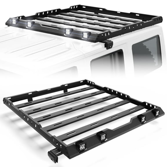 POFENZE Roof Rack for 2007-2018 Jeep Wrangler JK Roof Rack Cargo Storage Basket for Jeep