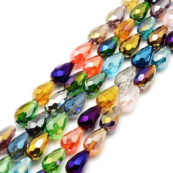 1Strand Faceted Teardrop Glass Beads Strands Mixed Color