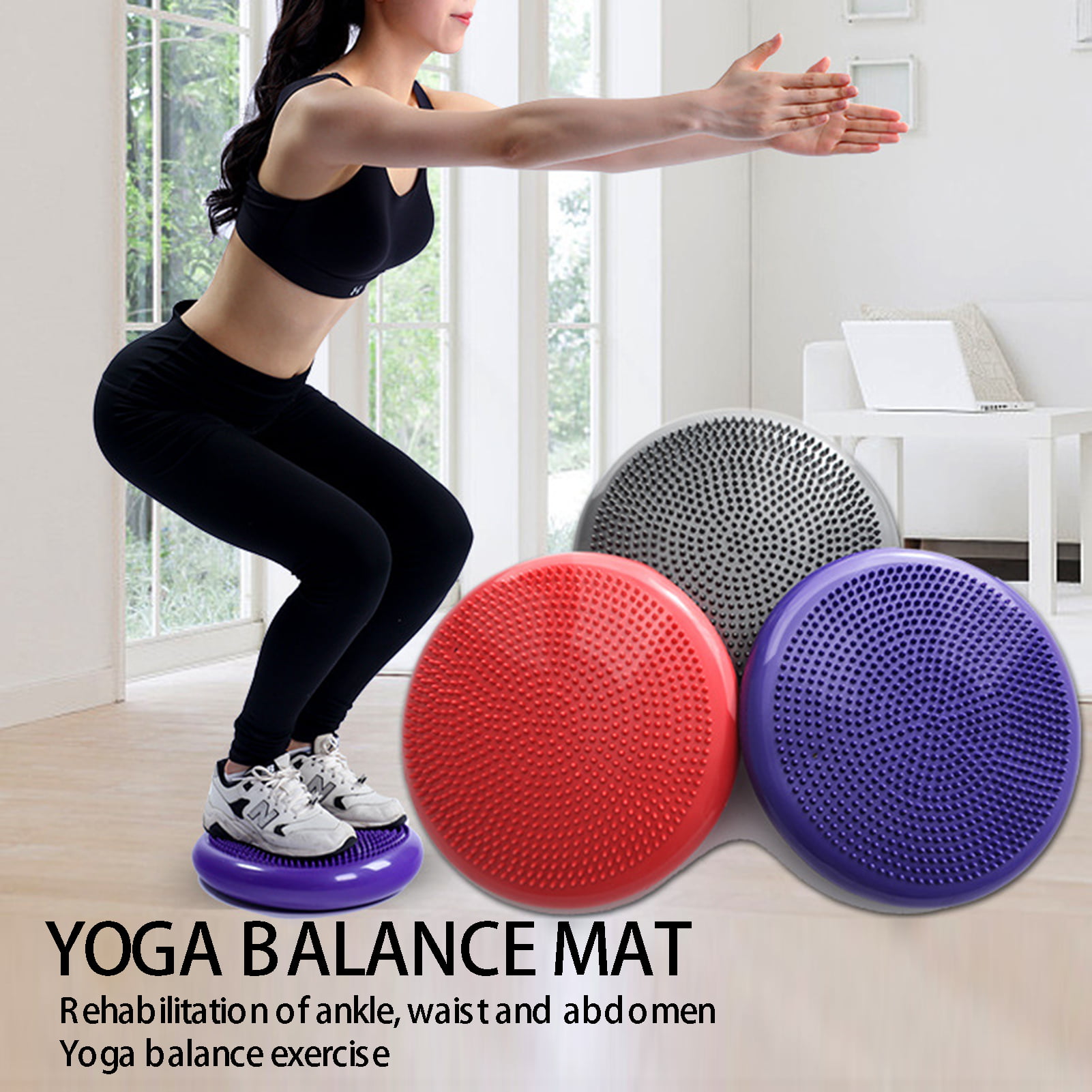 13 inch Balance Stability Disc Yoga Cushion Wobble Air Board Fitness Purple USA 