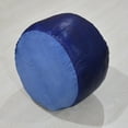thumbnail image 5 of Round Shaped Goat Leather Handmade Eco-Friendly Blue Pouf - Round Shape Pouf, 14" x 14"x 14", Plain Solid Pouf, Goat Leather Pouf, Recycled Cotton Fill Stuffed Pouf, Leather Seating Pouf, 5 of 5