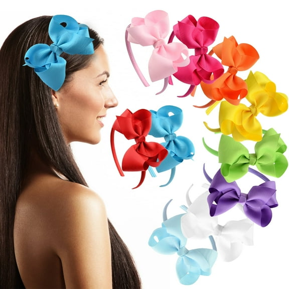 CuteStreet 10 pack bow headband girls fashion ribbbon three-dimensional